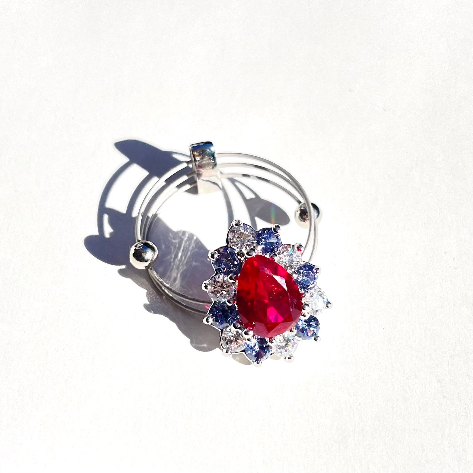 Pear Shape RH Red CZ Ring