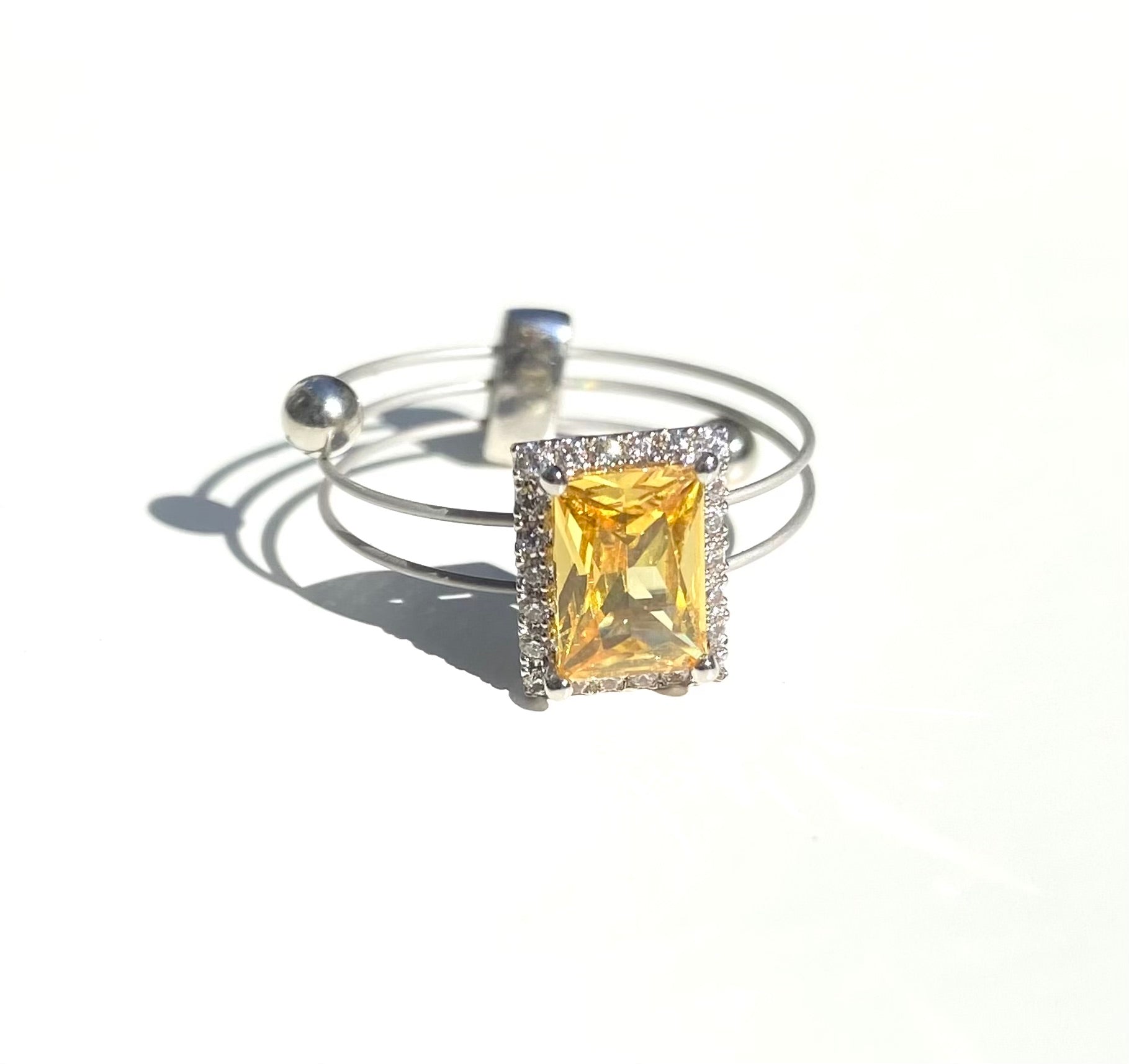 Princess RH Yellow CZ Ring