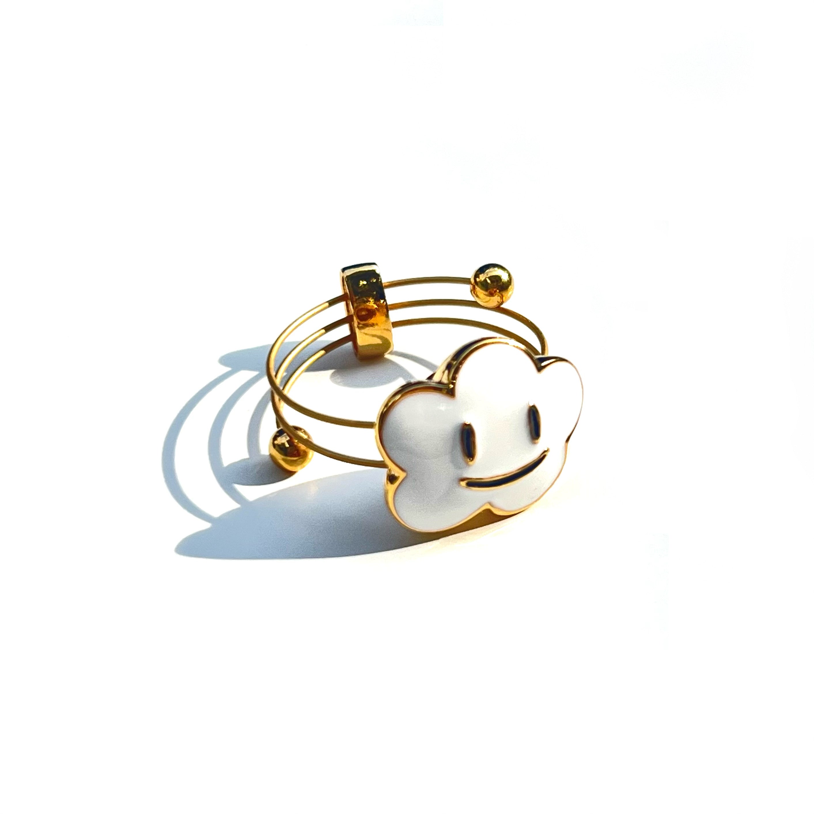 Newage Face YG White Ring