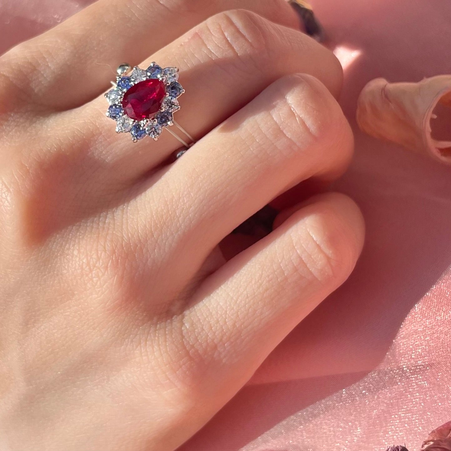 Pear Shape RH Red CZ Ring