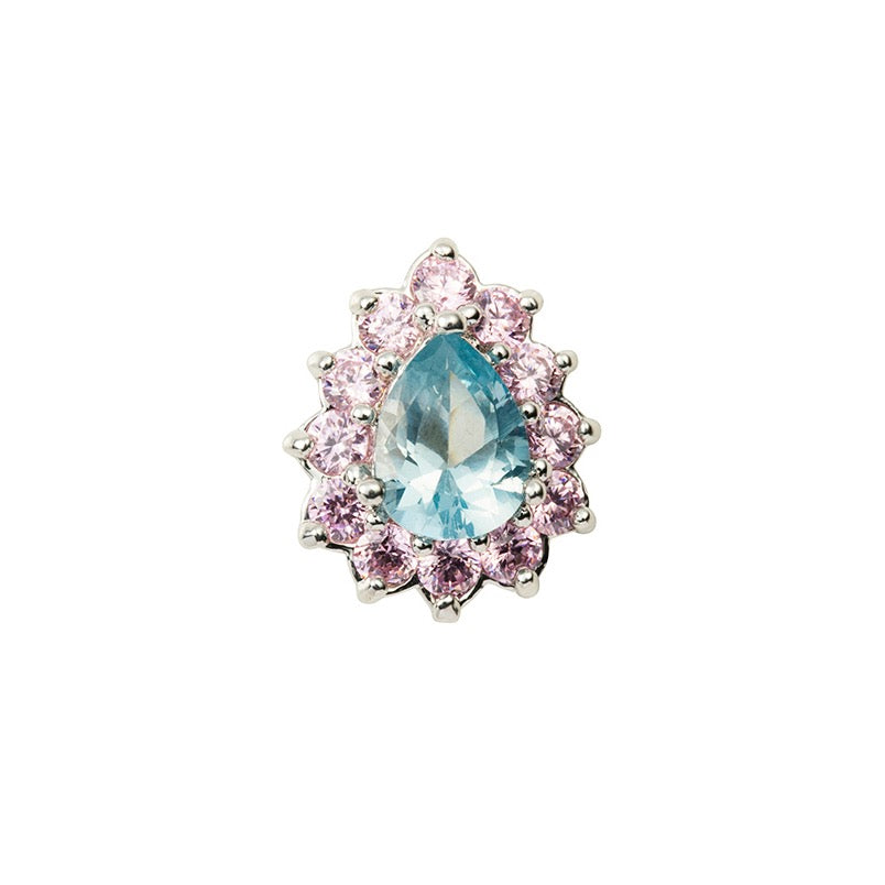 Pear Shape RH Blue Pink Toe Ring