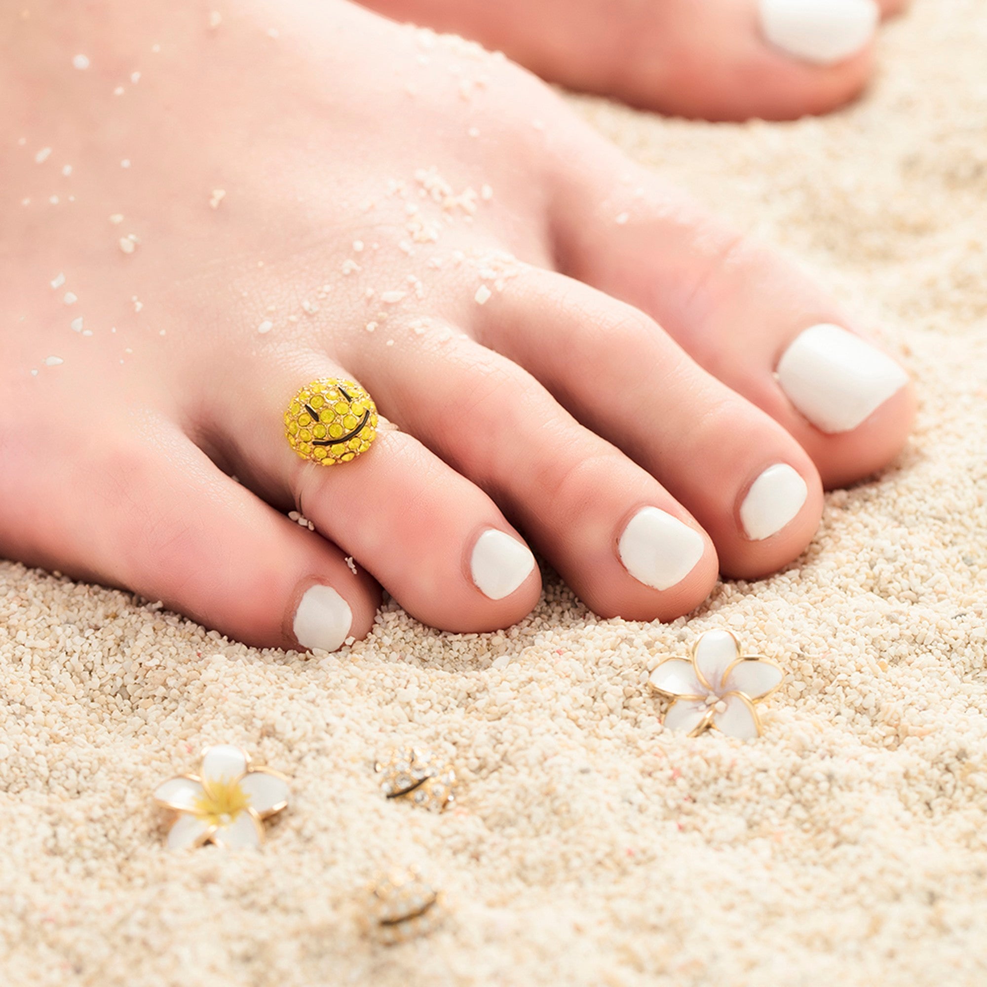 Faceball YG White Opal Toe Ring