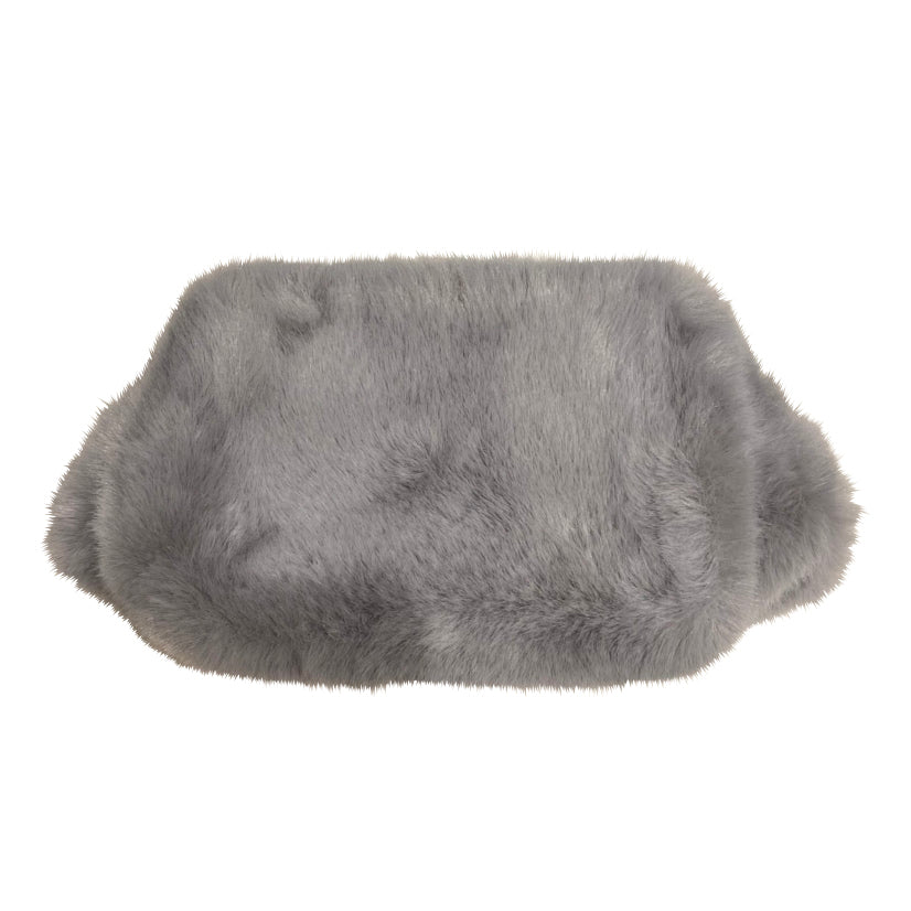 2WAY Eco Fur Half Moon Bag Gray