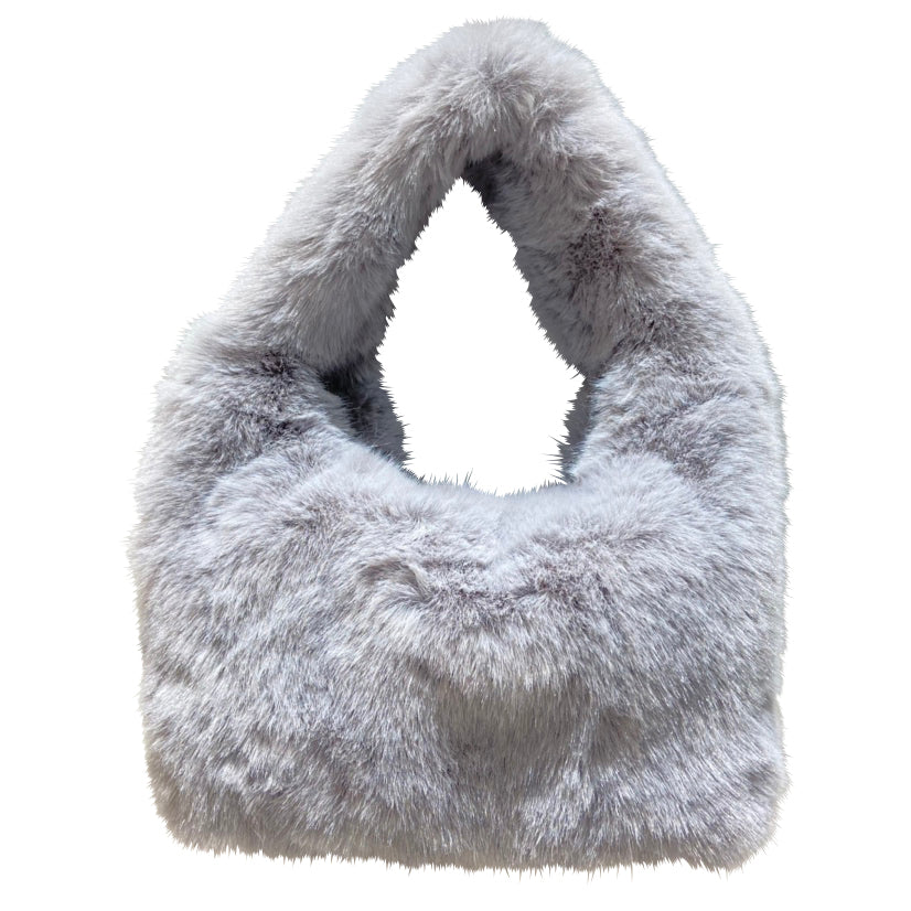 2WAY Eco Fur Half Moon Bag Gray