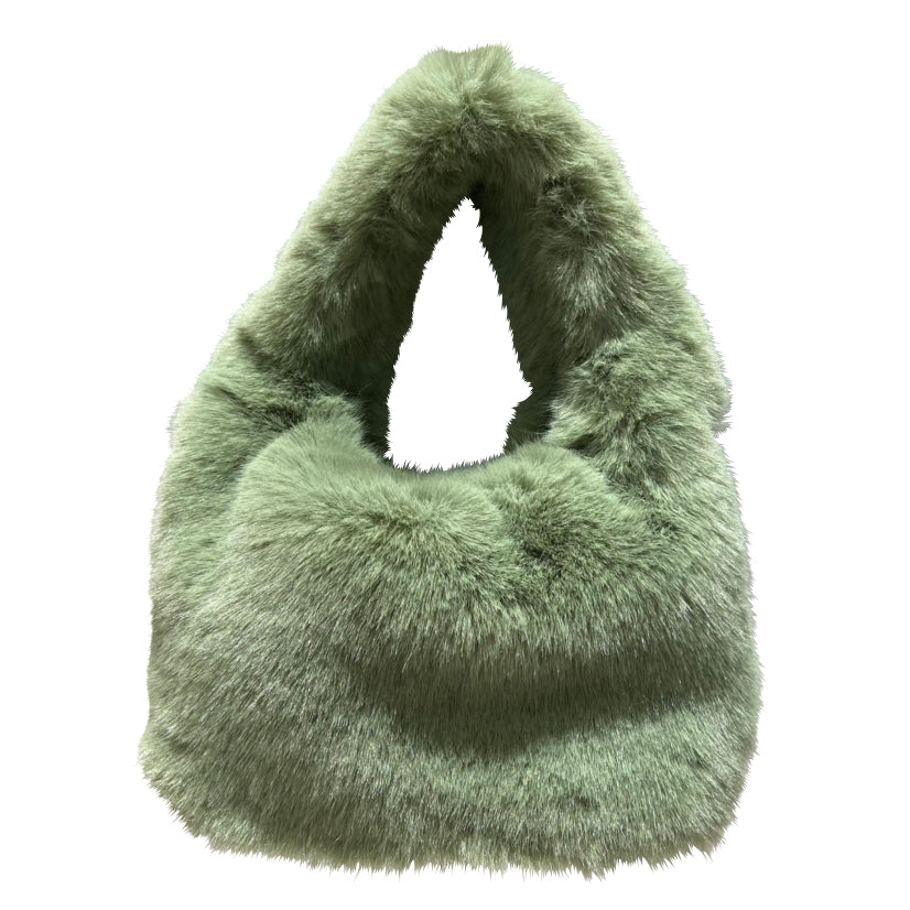 2WAY Eco Fur Half Moon Bag Moss Green