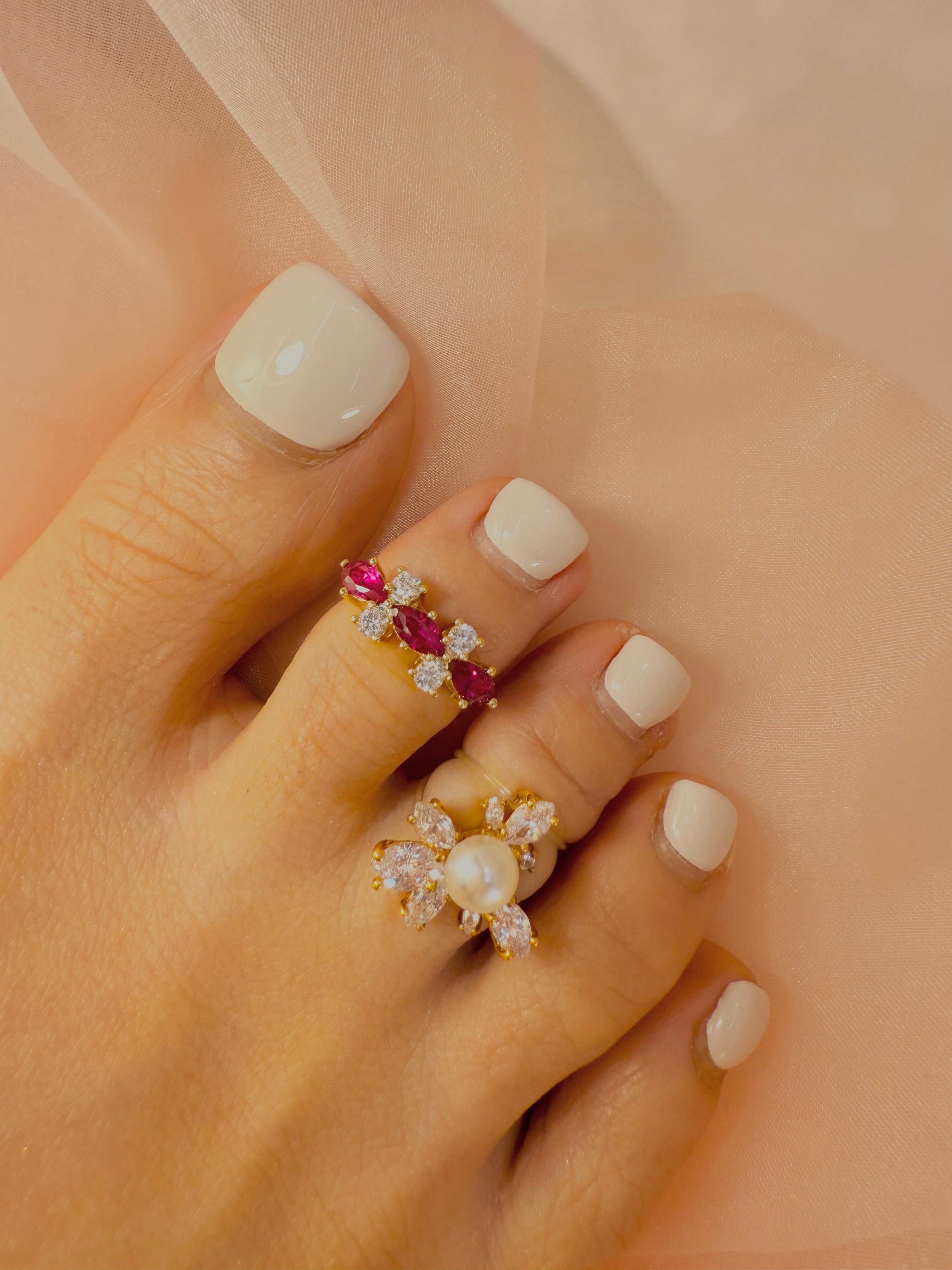 Maens IIYG Red CZ   Toe Ring 