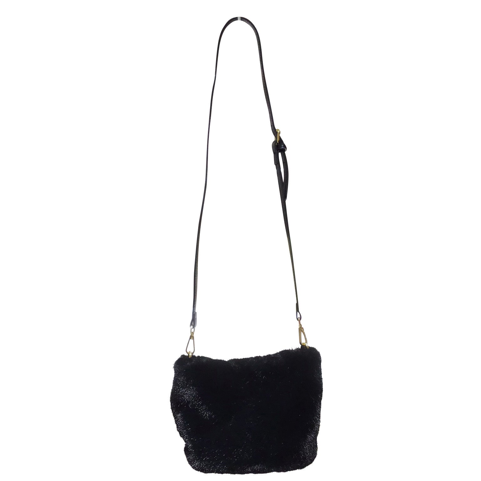 2WAY Eco Fur Handle Bag Black