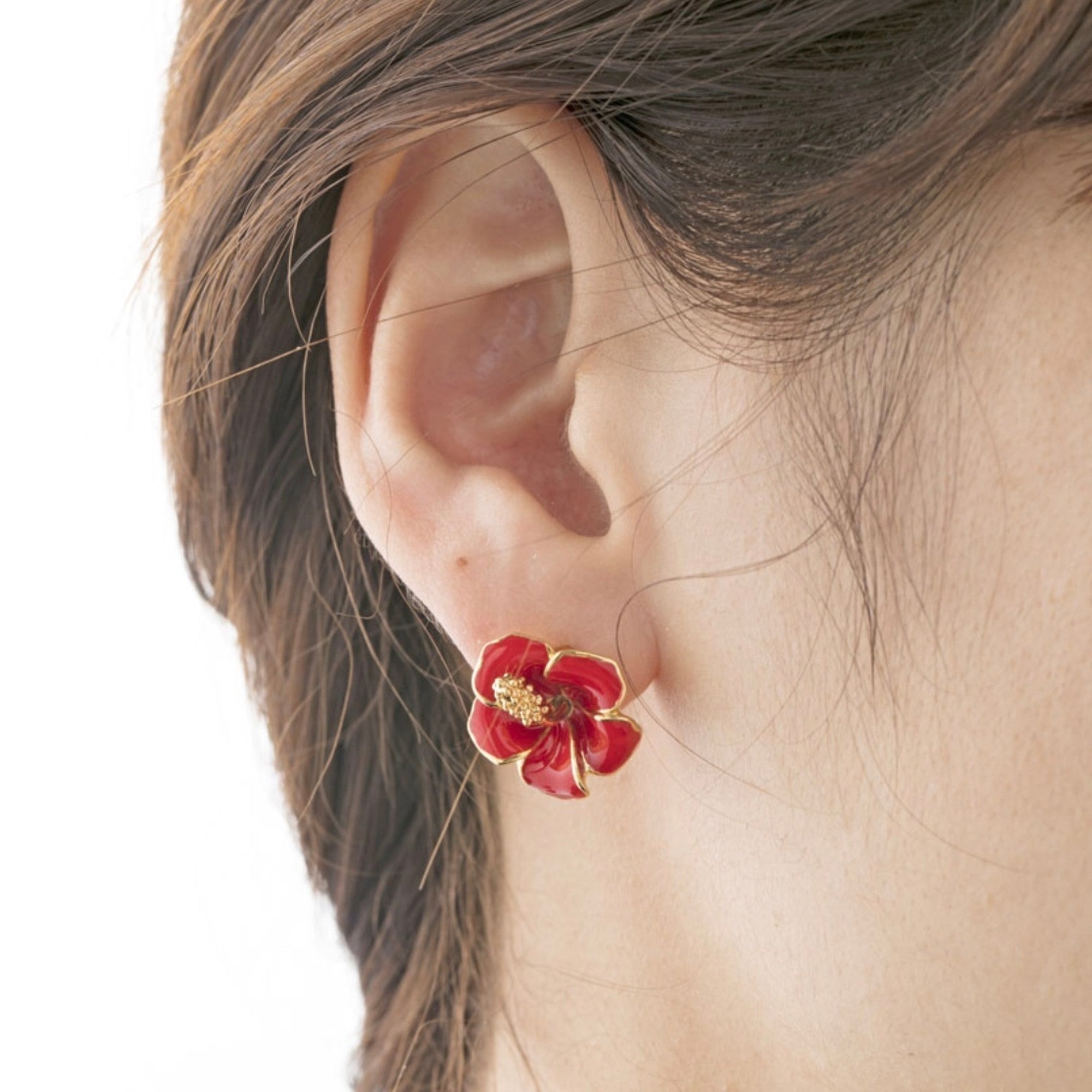 一只耳朵耳机芙蓉红色
