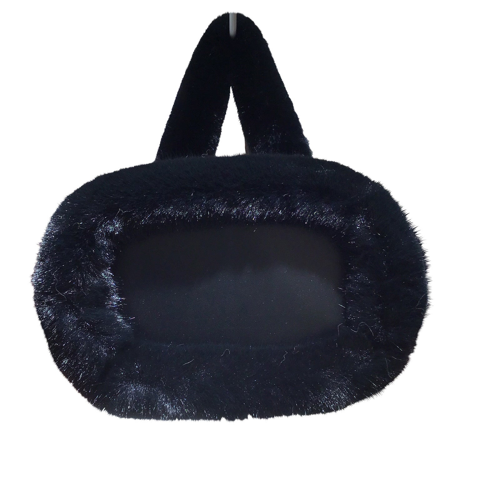 2WAY Eco Fur Handle Bag Black