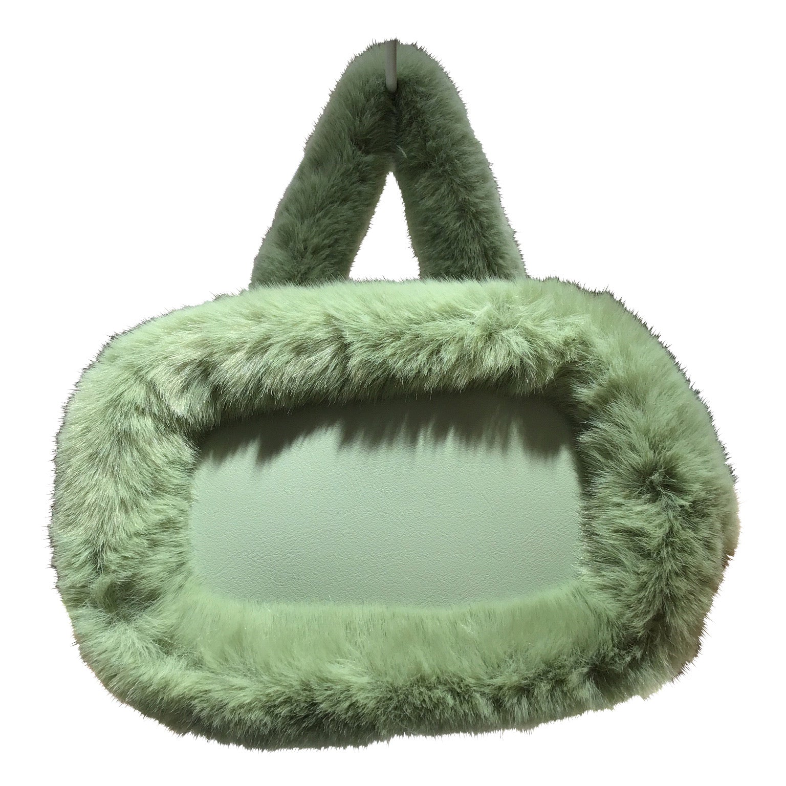 2WAY Eco Fur Handle Bag Moss Green