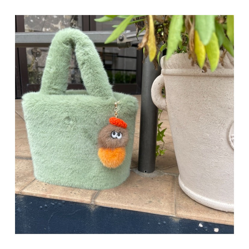 2WAY Eco Fur Handle Bag Moss Green