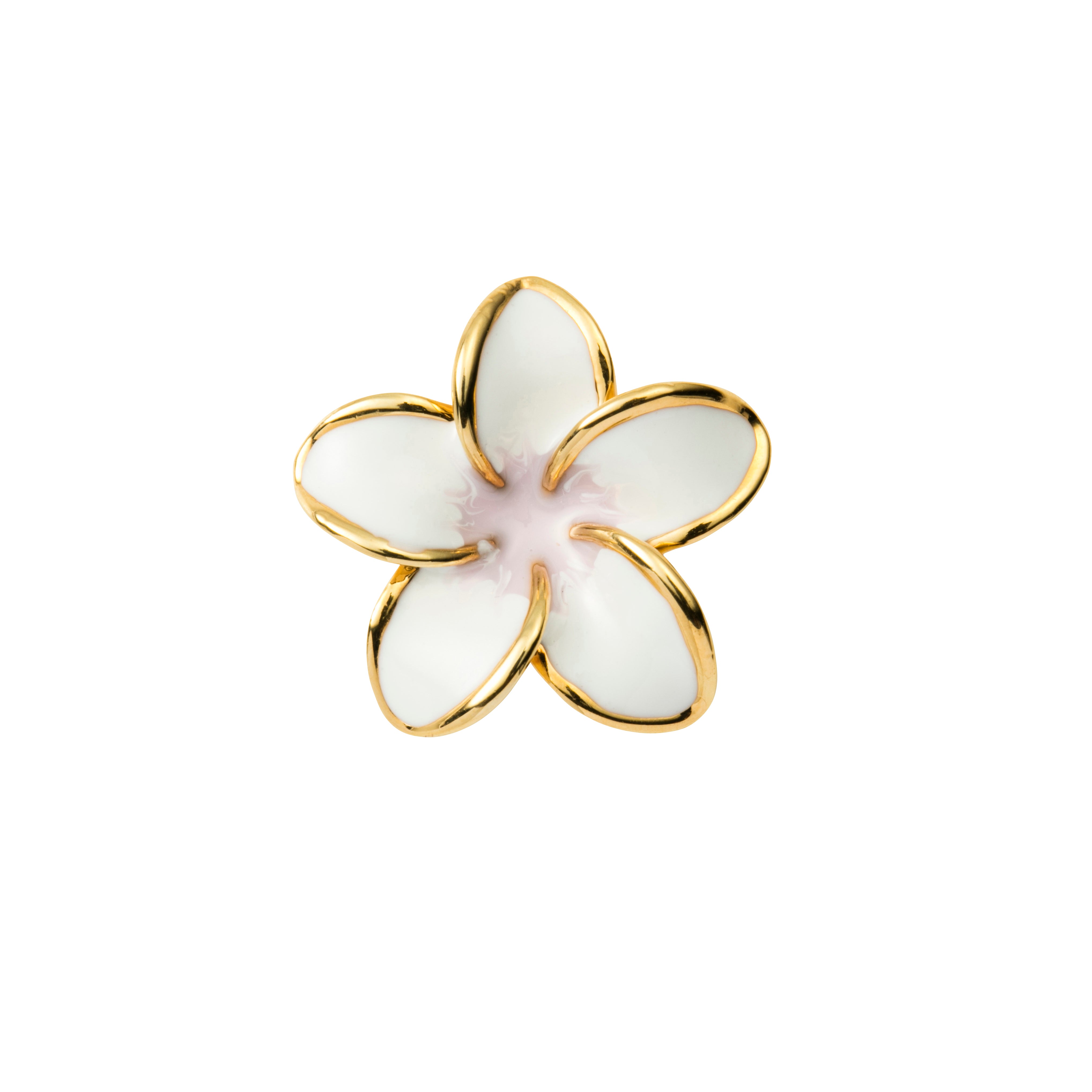 Plumeria S YG White Pink Toe Ring 