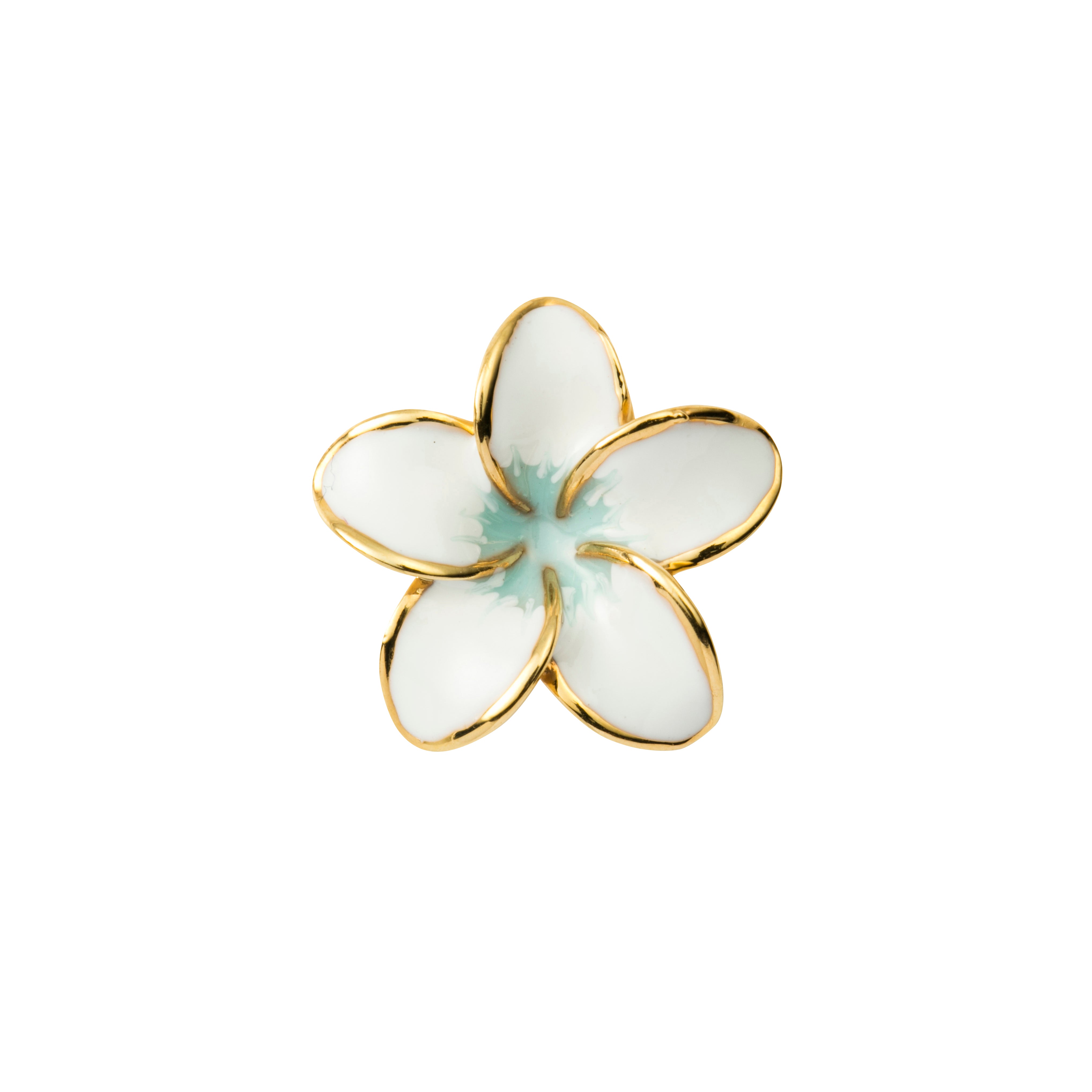 Plumeria S YG White Blue Toe Ring 